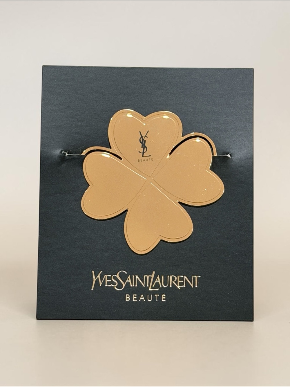 Yves Saint Laurent Gold Clover Compact Decorative Pin - NIB